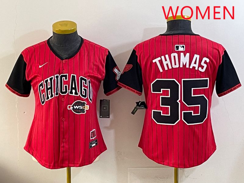 Women 2025 Chicago White Sox #35 Thomas Red Joint Name Nike MLB Jersey style 12